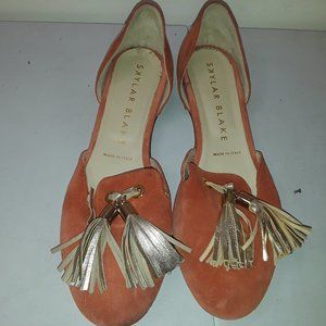 Skylar Blake Suede Tassel Flats Leather Bottom 7.5